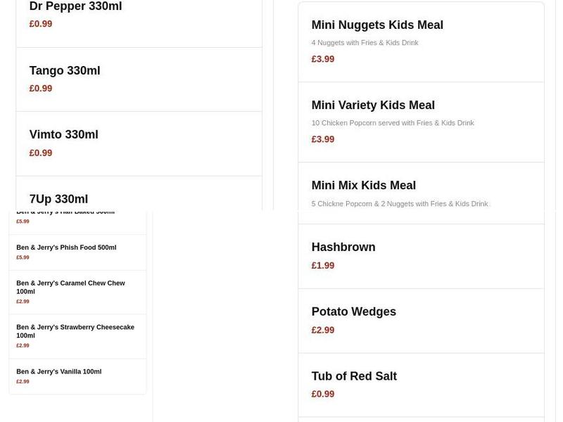 Krunchy's Chicken Menu