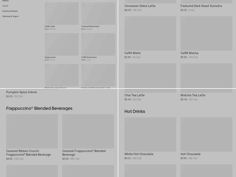 Starbucks Coffee Company Menu