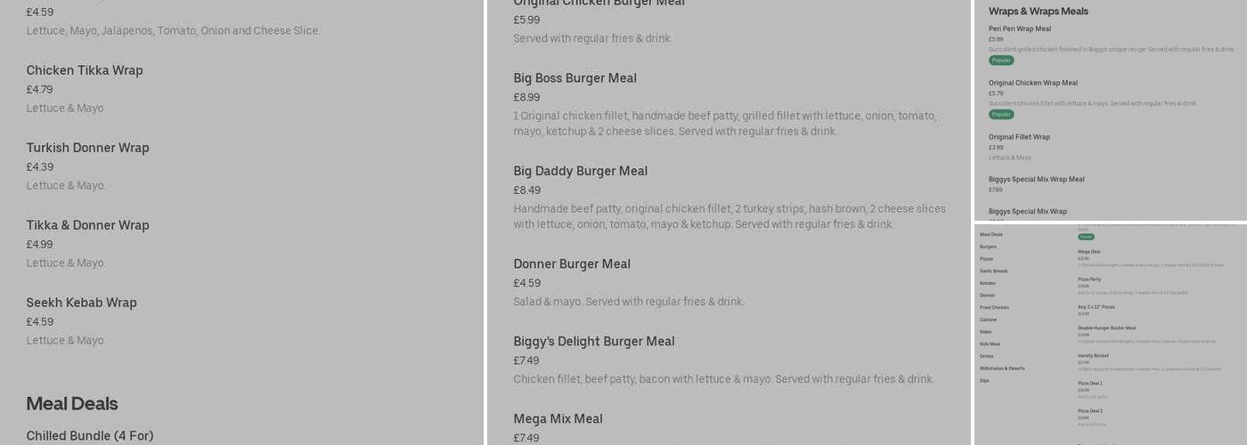 Biggy's Menu