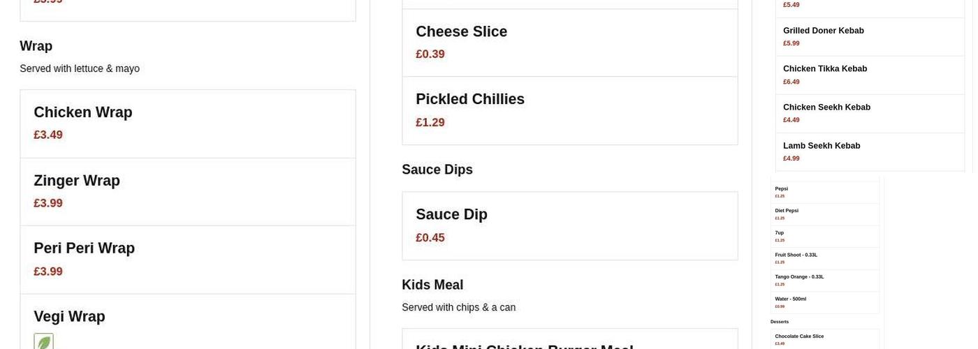 Burnage Fast Food Menu