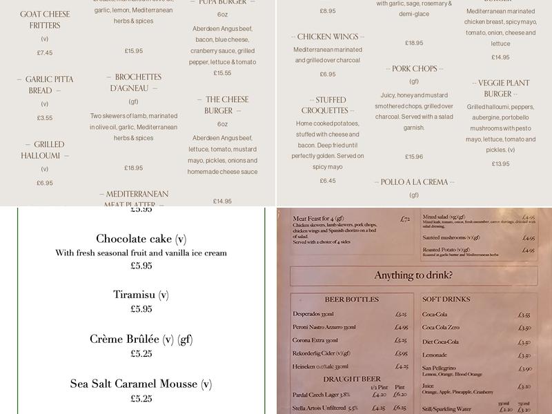 Pupa Restaurant NQ Menu