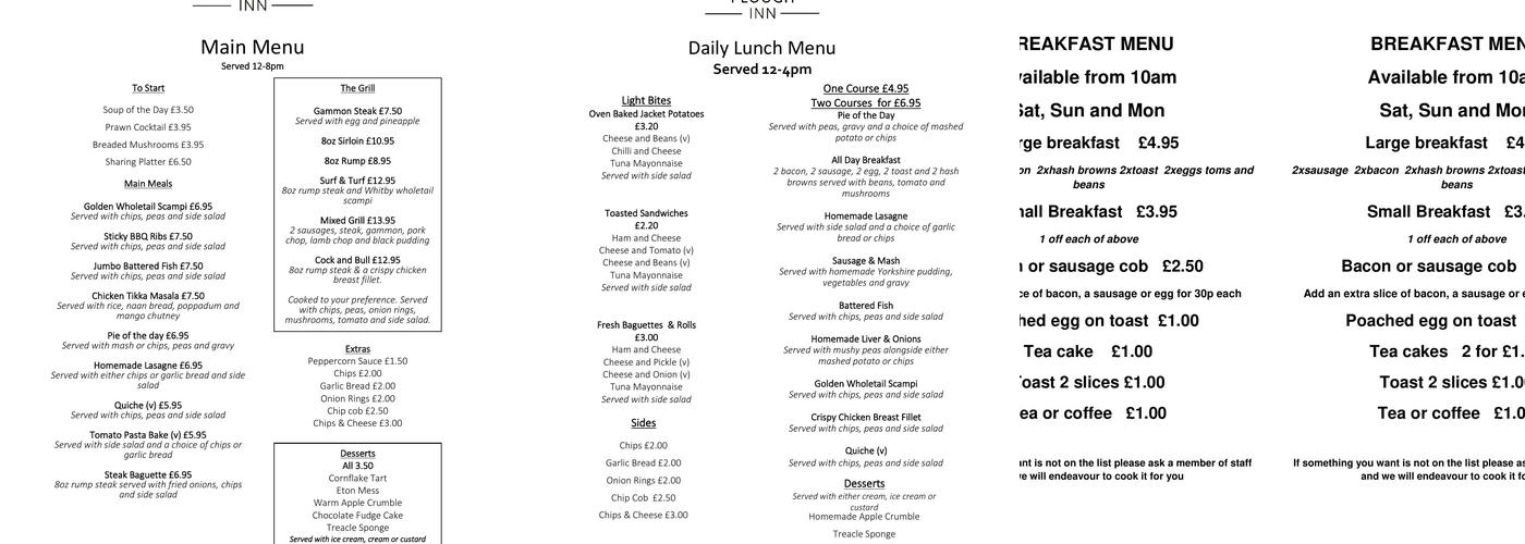 Plough Inn Menu