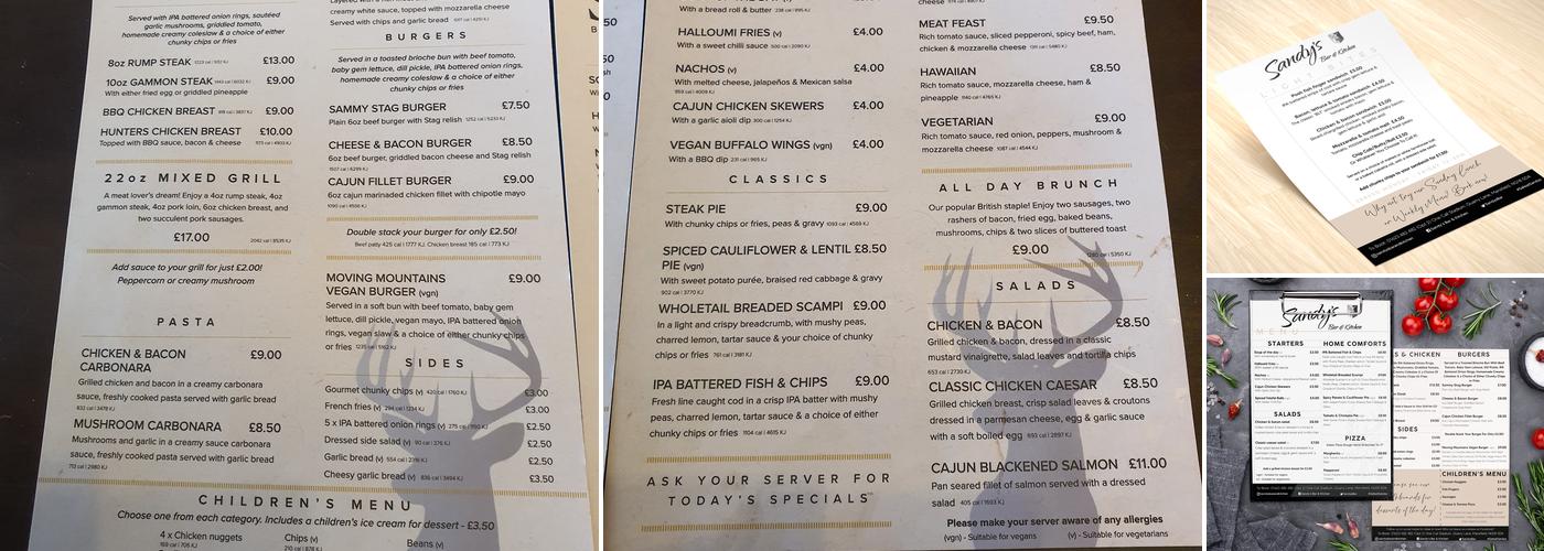 Sandy’s Bar & Kitchen Menu