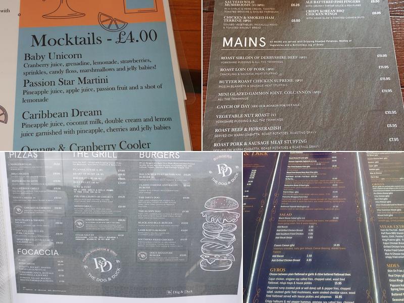 The Dog & Duck Menu