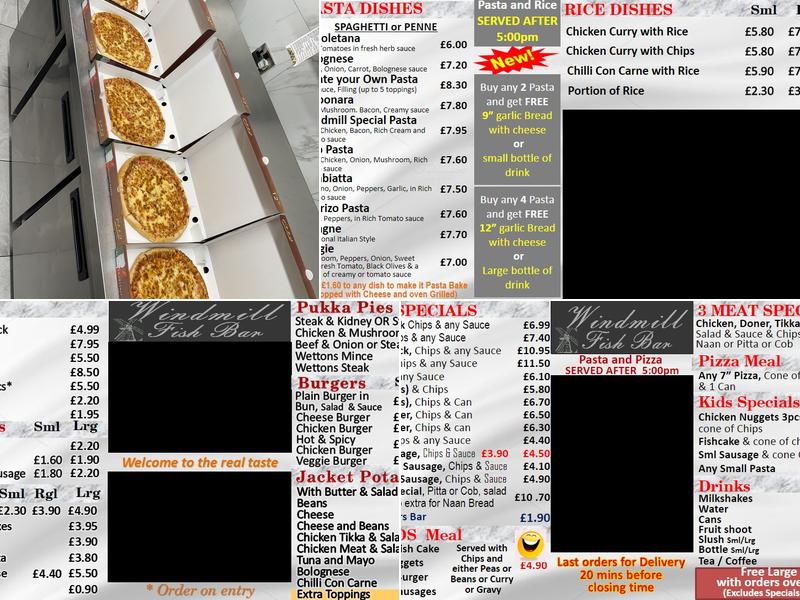 Windmill Fish Bar Menu