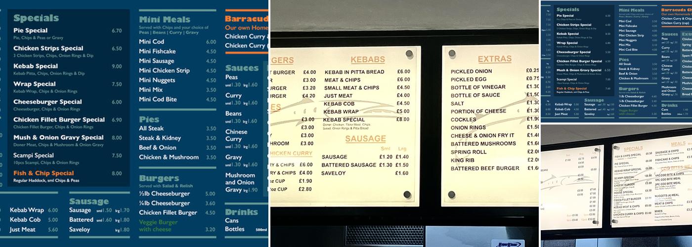 Barracuda Mansfield Menu