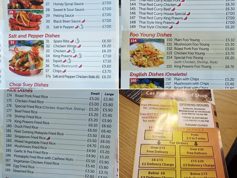 Wong's Crispy Duck Menu