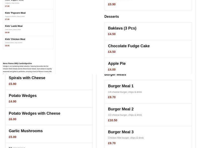 FLAMES BBQ HOUSE Menu