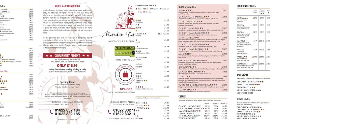 MARDEN TANDOORI Menu