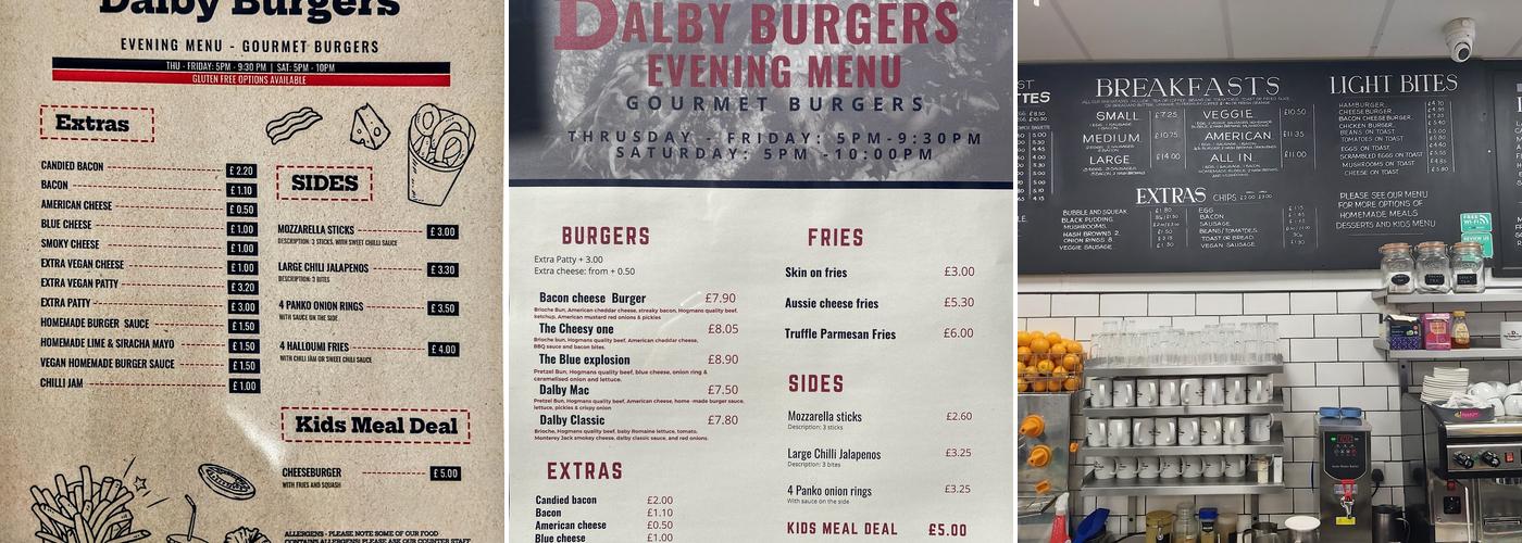 The Dalby Cafe Menu