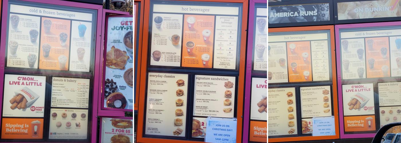 Dunkin' Menu