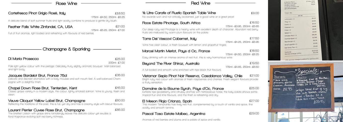 Mullins Brasserie Menu