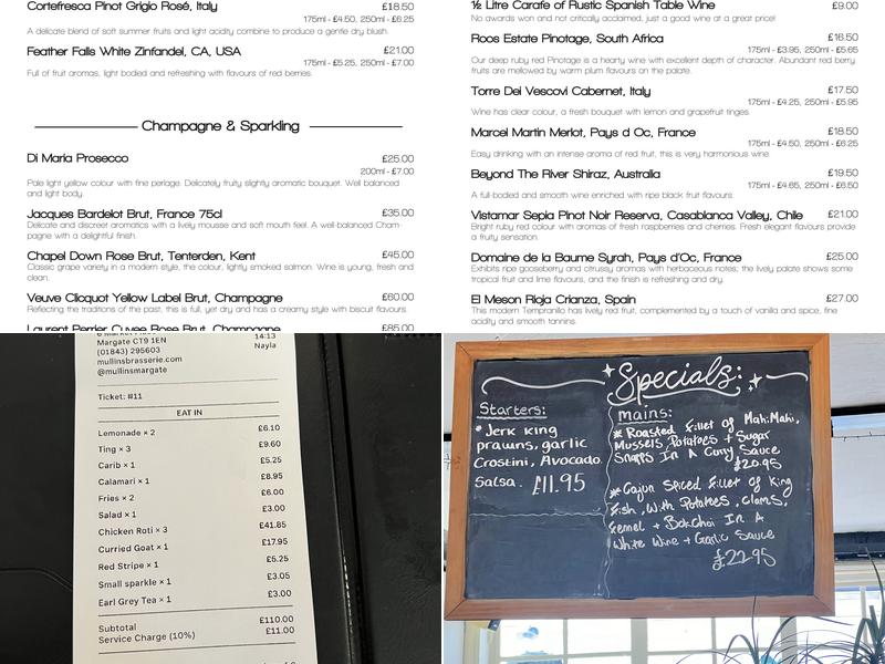 Mullins Brasserie Menu