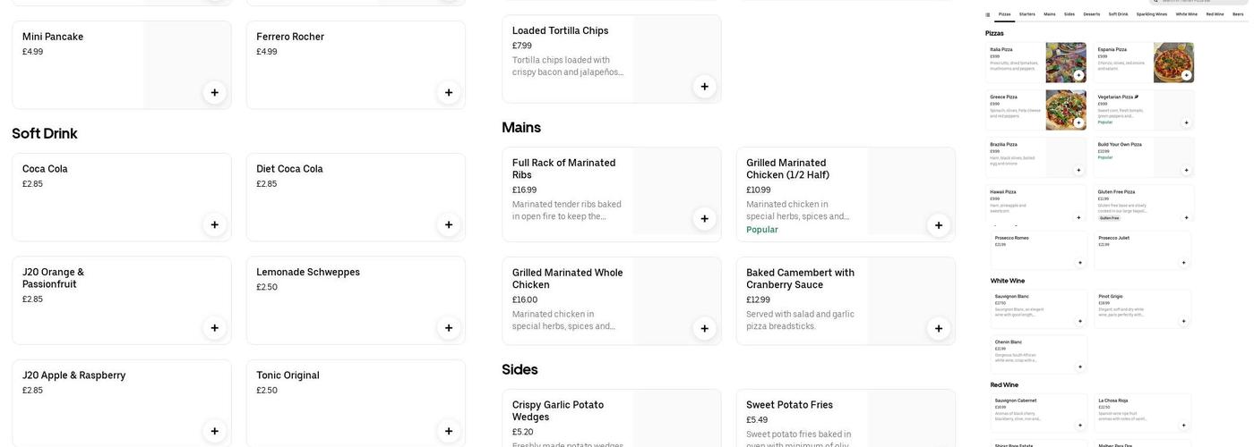 Tiarrah' Pizza Bar Menu