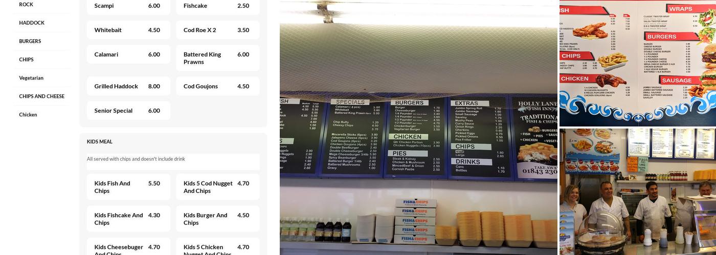 Holly Lanes Fish Inn Menu