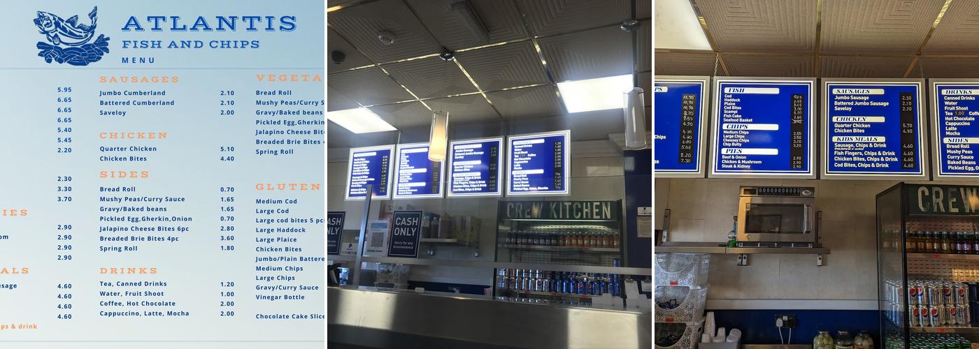 Atlantis Fish & Chips Margate Menu