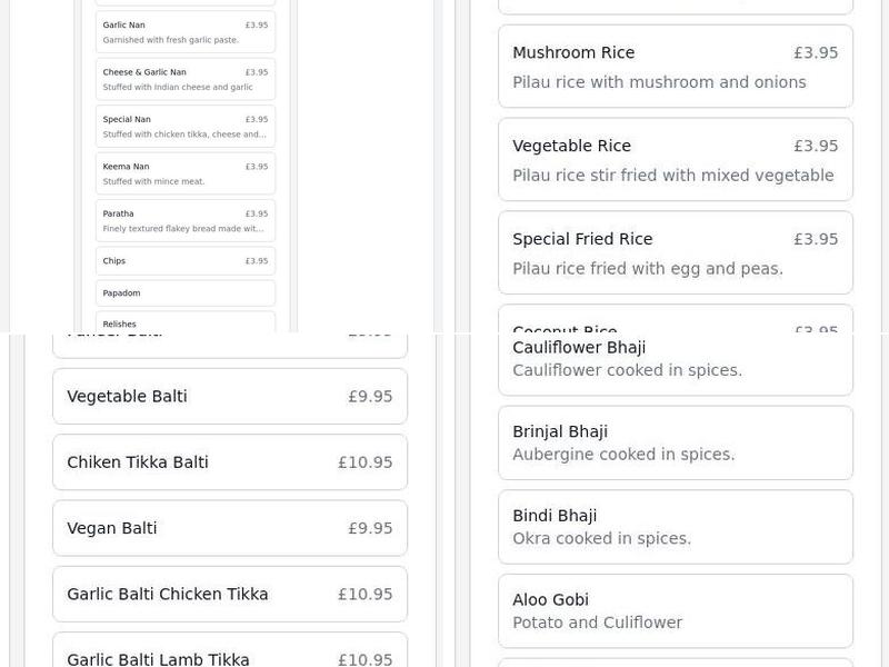 Masala Gate Margate Menu