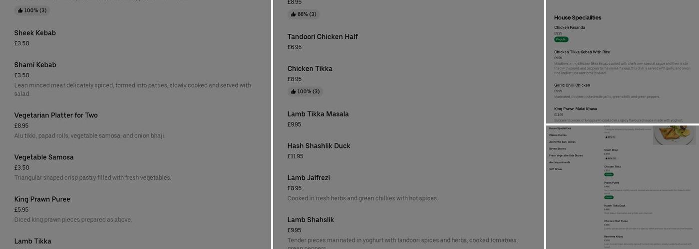 Simla Brasserie Menu