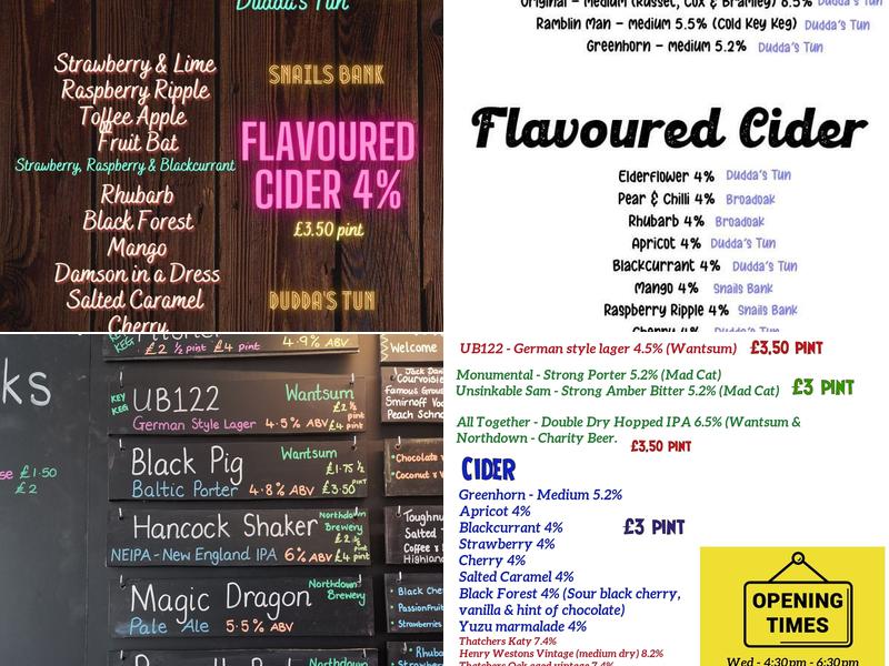 The Laughing Barrel Micro Pub Menu