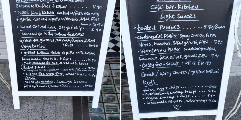 The Harbour Café, Bar & Kitchen Menu