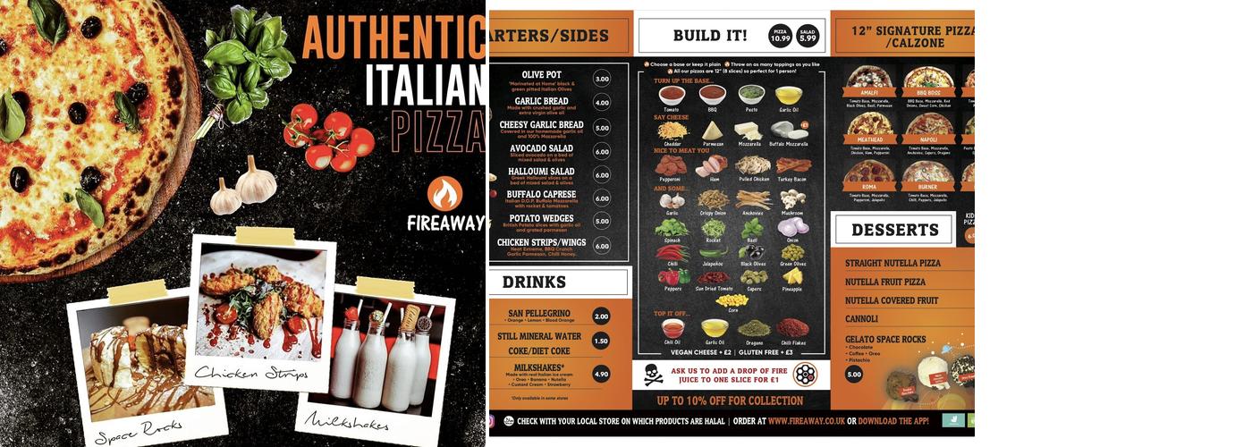 FIREAWAY PIZZA MARGATE - NEW MANAGEMENT Menu
