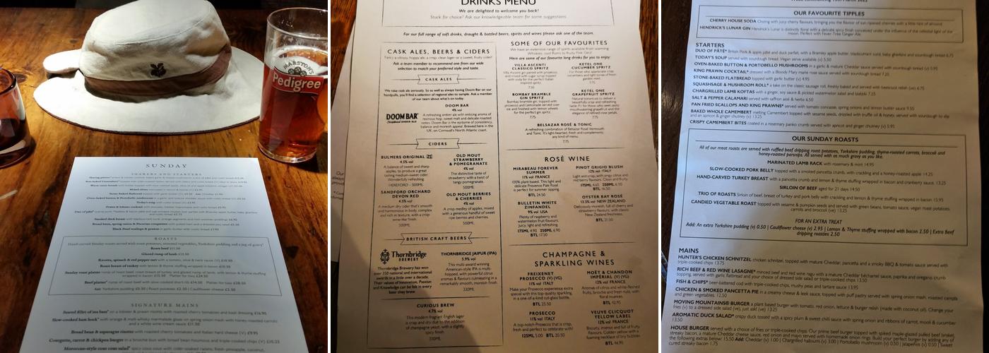 The Fitzwilliam Arms Menu