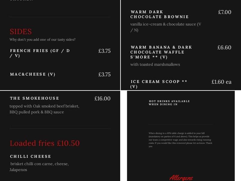 Redwood Smokehouse Menu