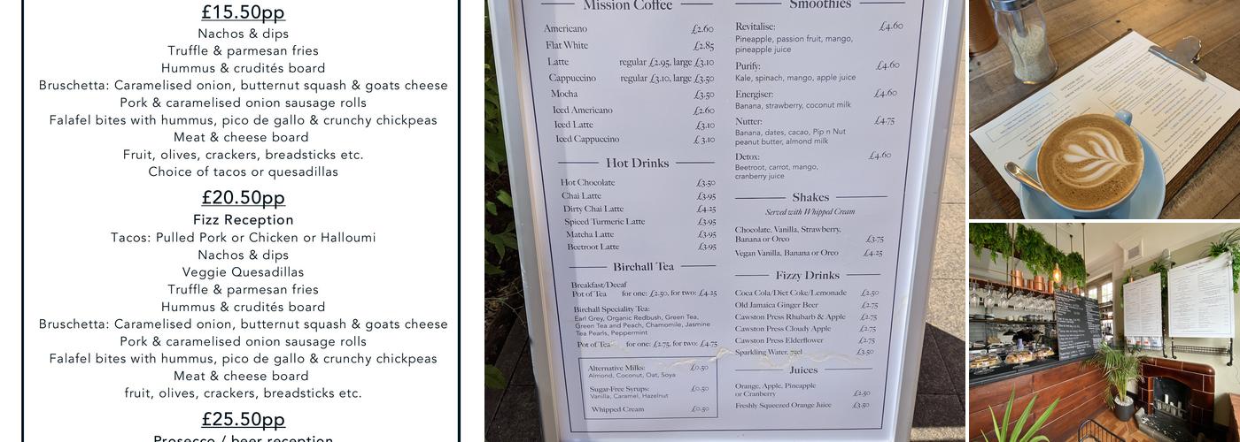 The Settling Rooms Menu