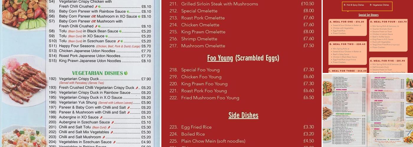 Rainbow Chinese Takeaway Menu