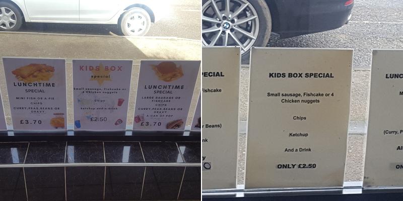 St Marys Chippy Menu