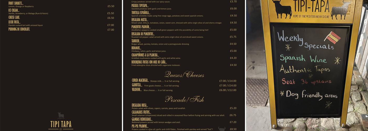 Tipi Tapa Marlborough Menu