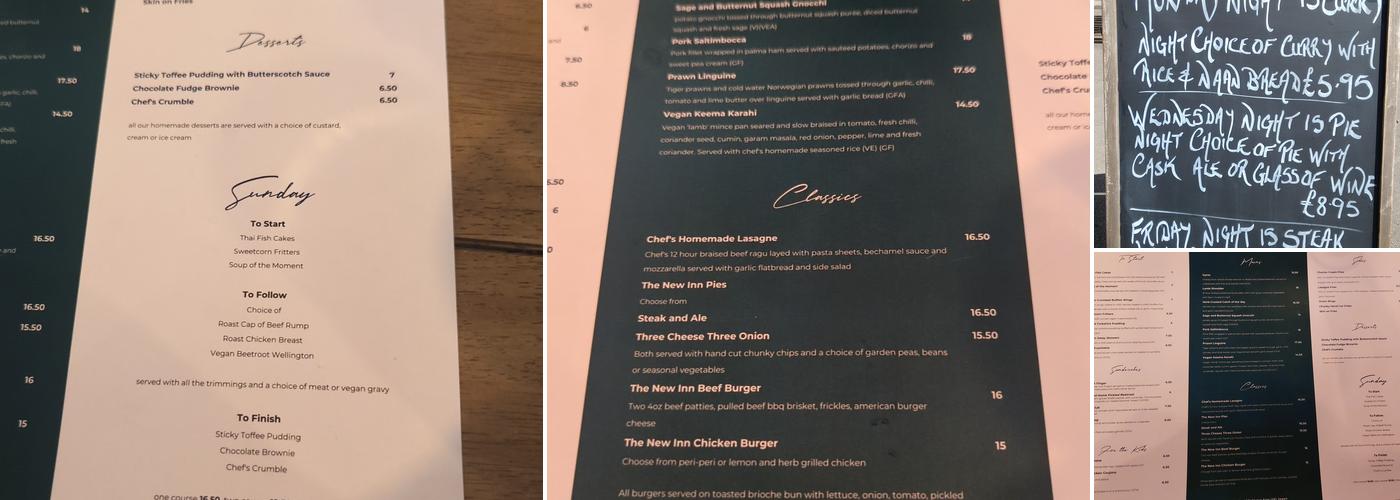 The New Inn Menu
