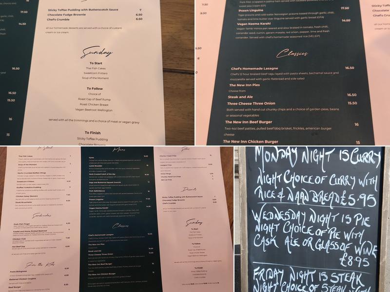 The New Inn Menu