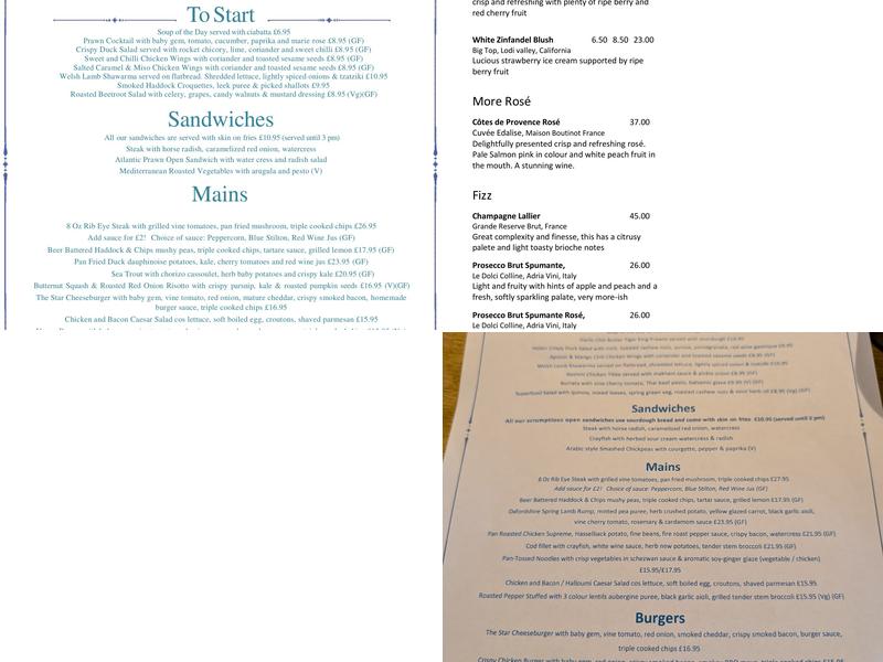 The Seven Stars at Marsh Baldon Menu