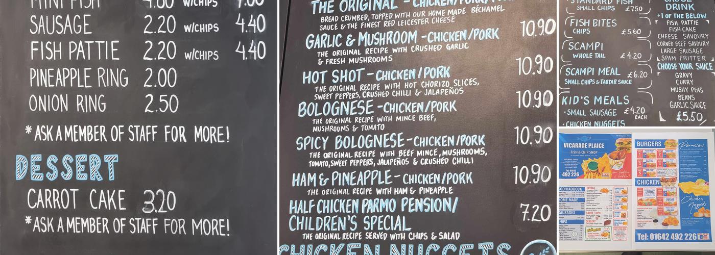 Vicarage Plaice Menu