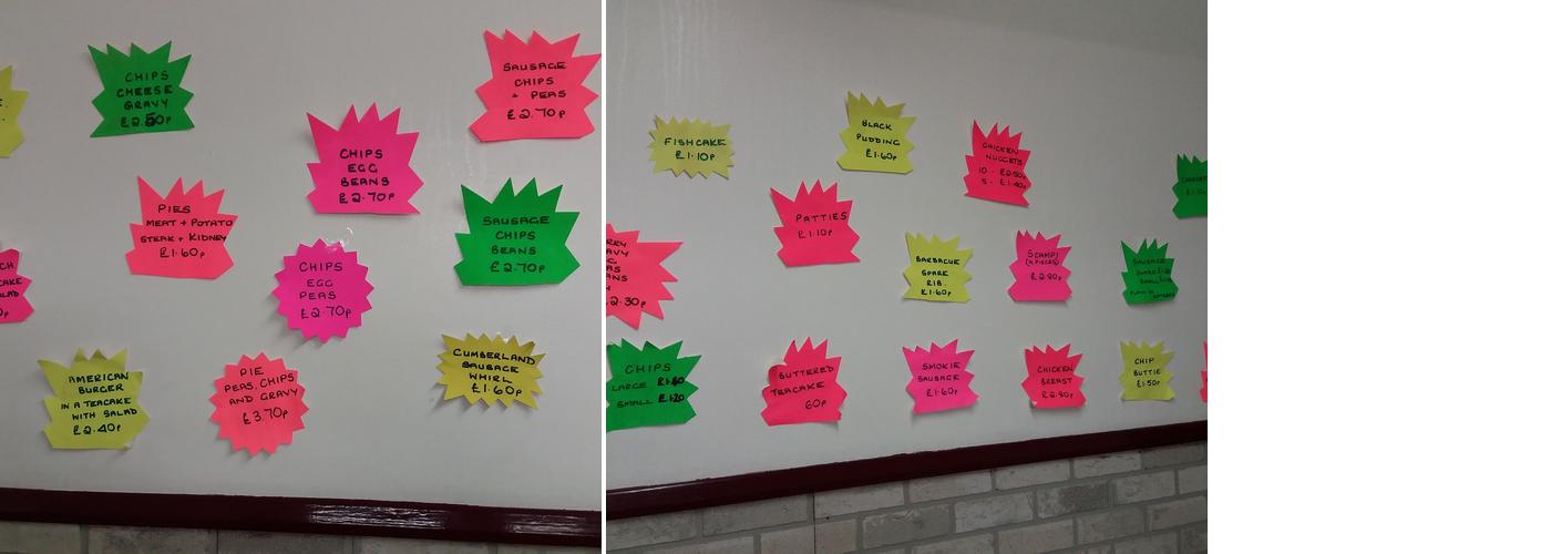 Ellenborough Fish & Chip Shop Menu