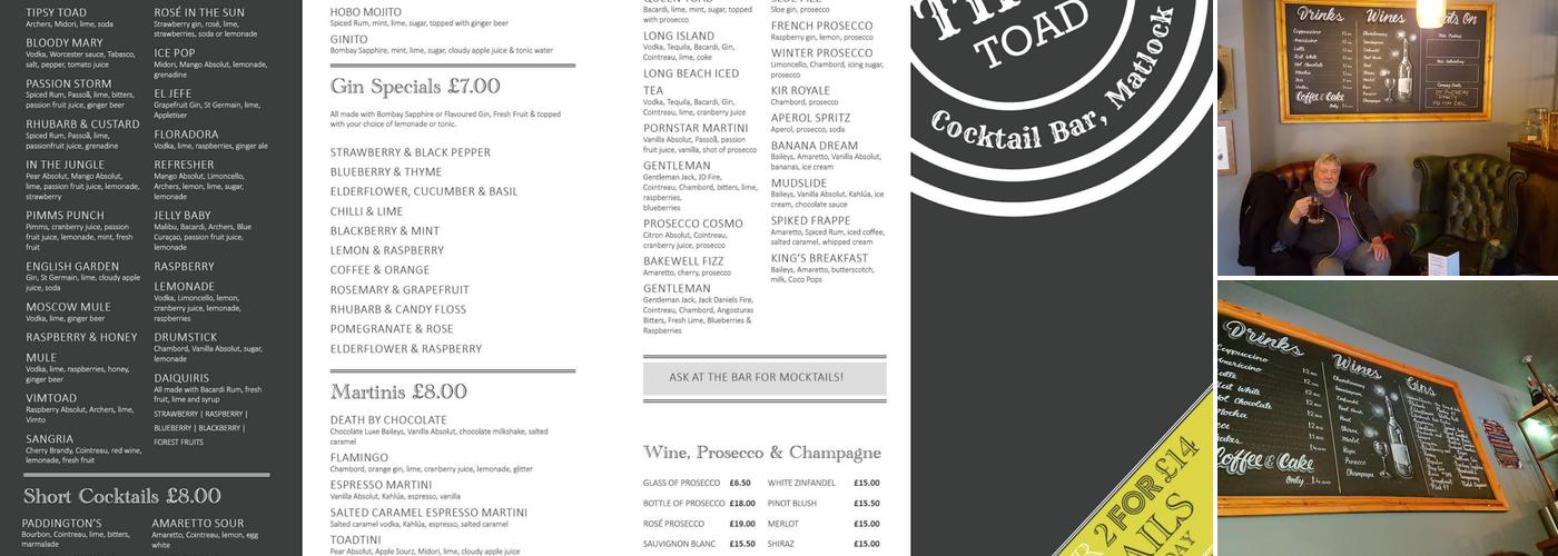 The Tipsy Toad Menu