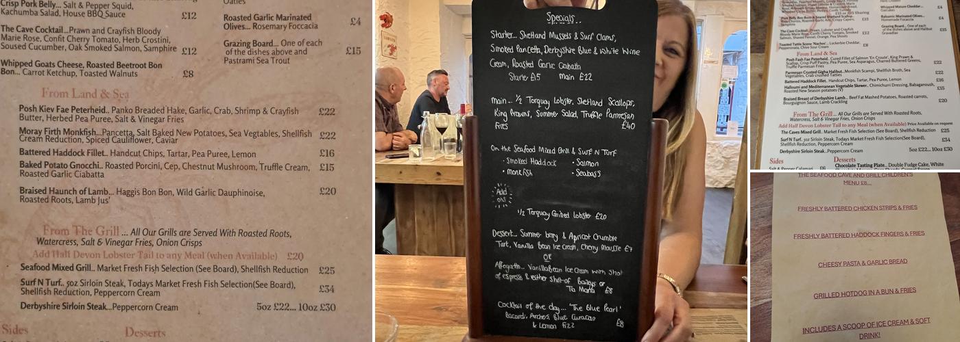 The Seafood Cave & Grill Menu