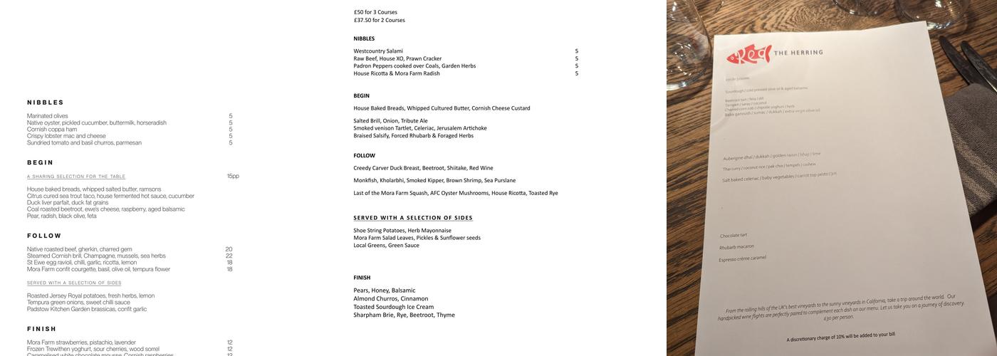 The Herring Restaurant Menu