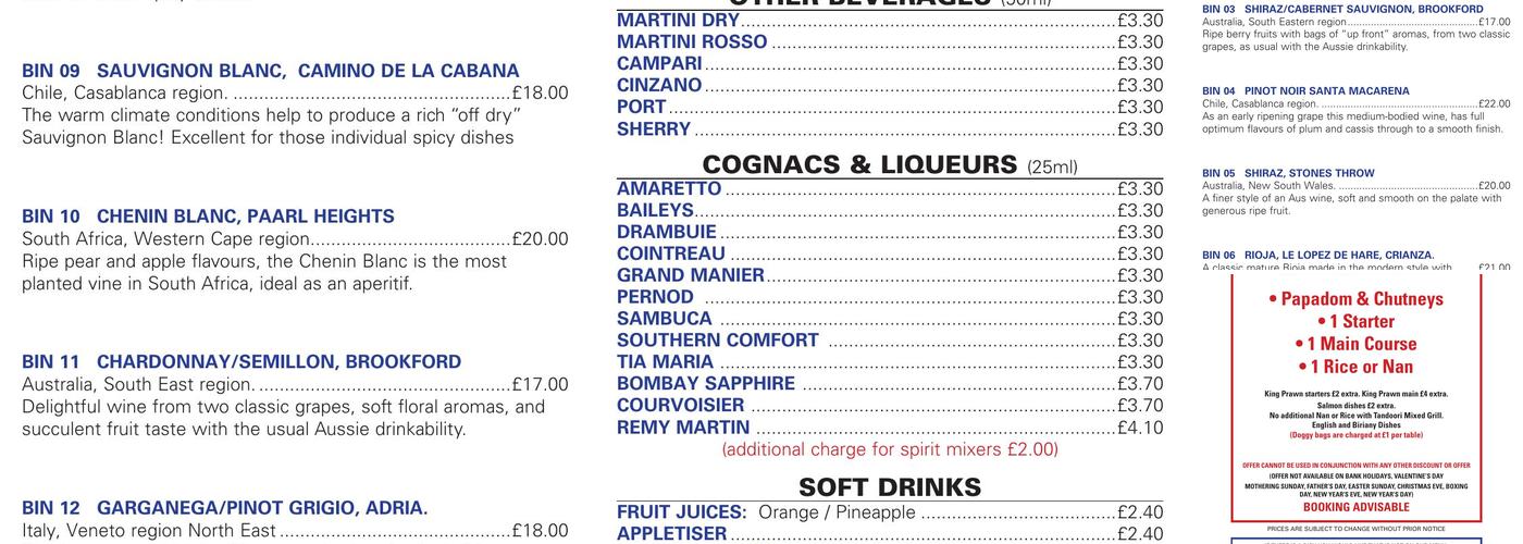 India 2 Mawsley Restaurant & Takeaway Menu