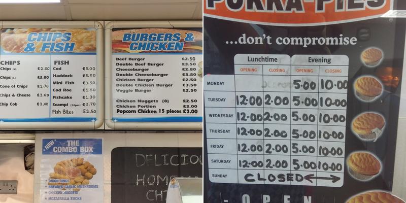 Michael's Plaice Menu