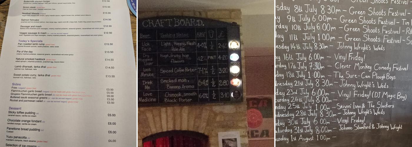 The Plough Shepreth Menu