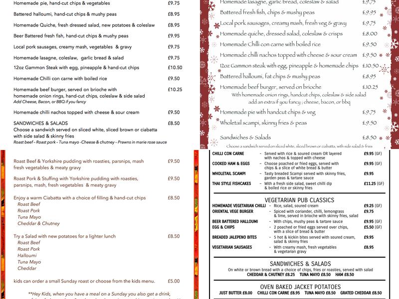 The George & Dragon Inn Menu
