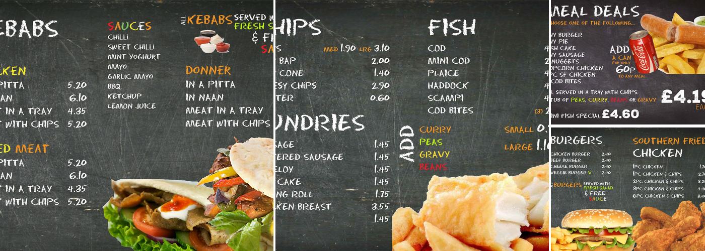 Queens Fish & Chips - Ashbourne Menu