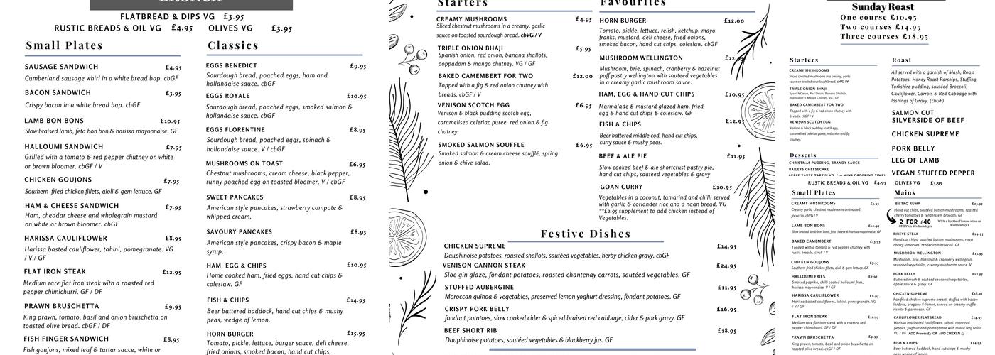 The Horn Inn Menu