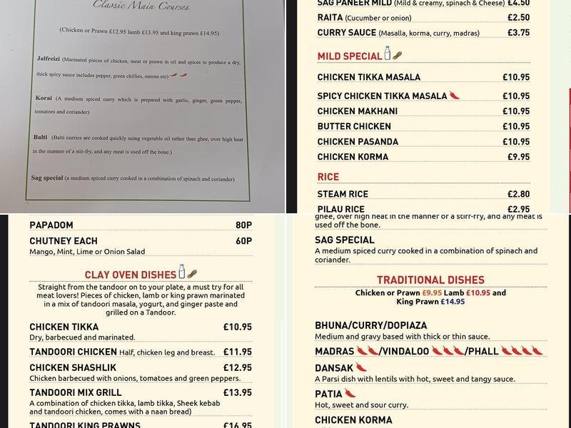 Mevagissey Spice Menu
