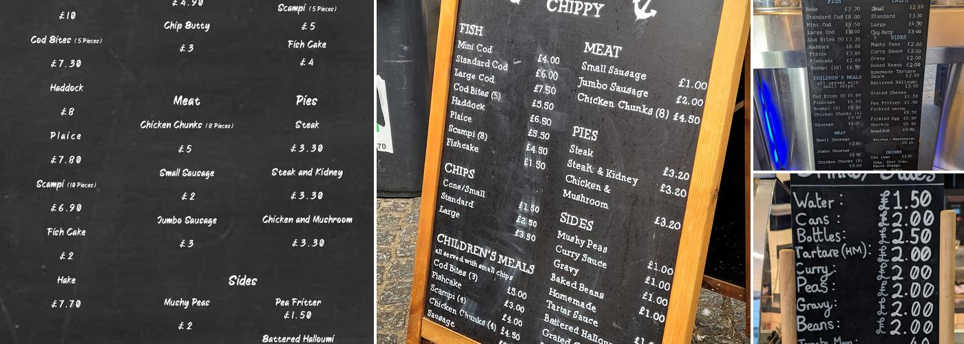 The Fishermens Chippy Menu