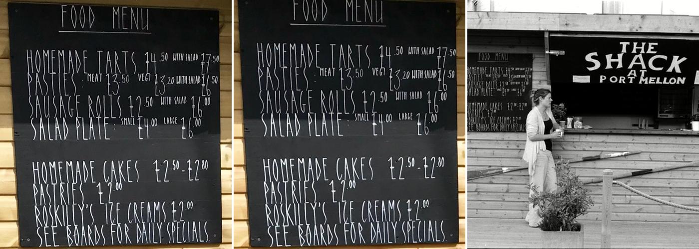 The Shack at Portmellon Menu