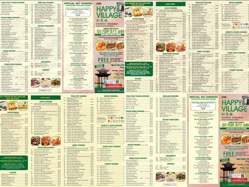Happy Village Chinese Takeaway Menu