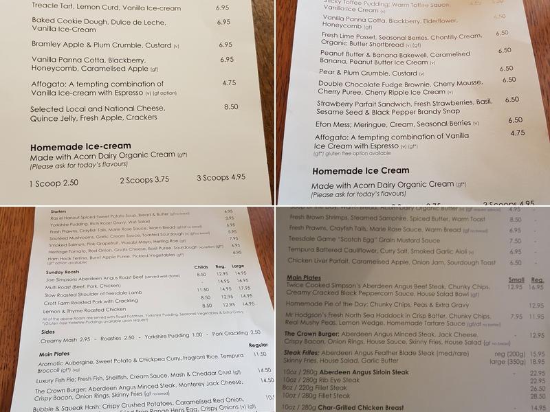 The Crown at Mickleton Menu